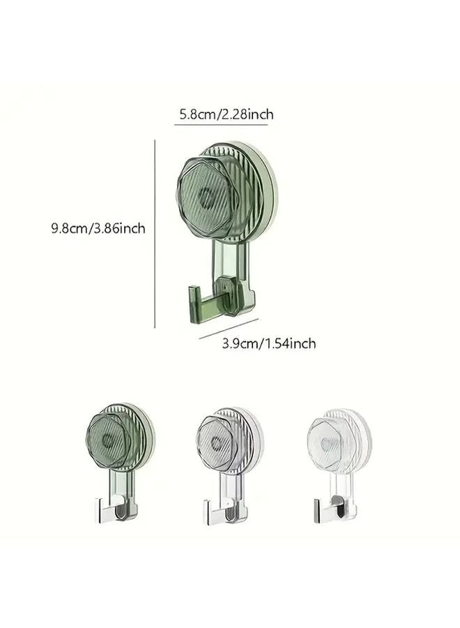 Transparent Green No Drill Adhesive Suction Cup Hook Heavy Duty Towel Clothes Hanger - Image 3